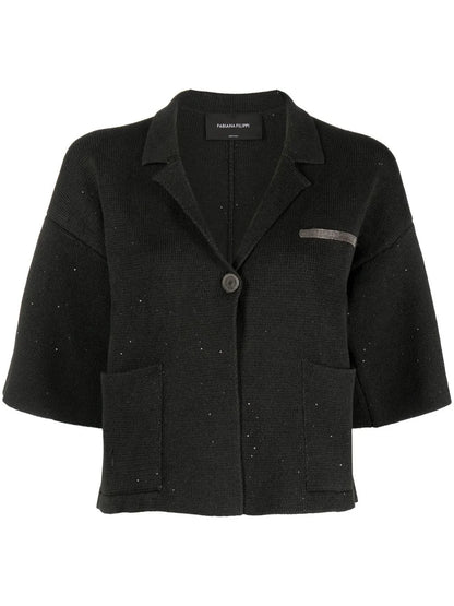 Sequin Short-Sleeved Cardigan