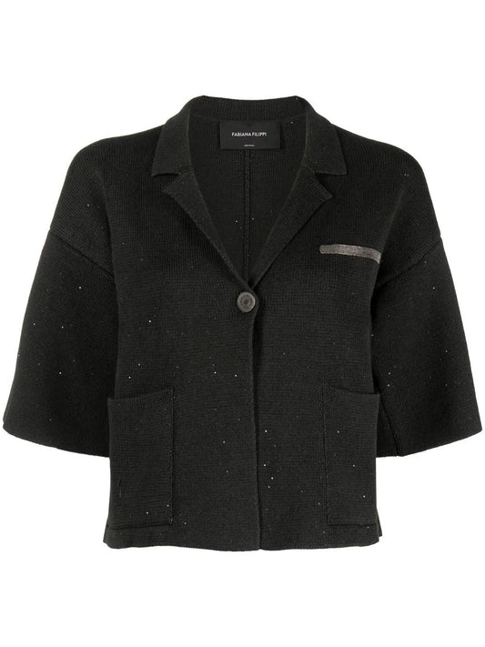 Sequin Short-Sleeved Cardigan