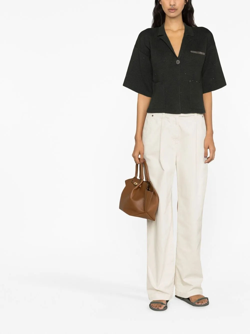 Sequin Short-Sleeved Cardigan