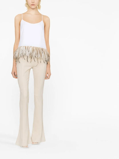 Feather-Trim Sleeveless Top