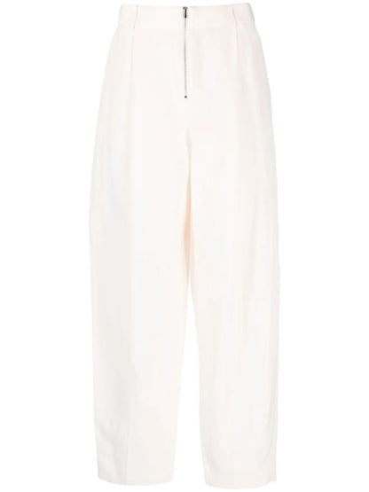 High-Waisted Linen-Silk Blend Trousers