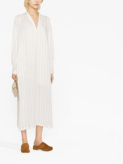 Striped Long-Sleeved Kaftan Dress