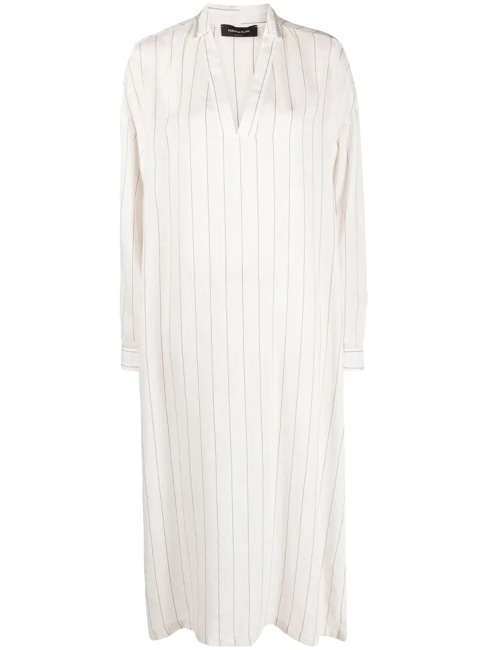 Striped Long-Sleeved Kaftan Dress