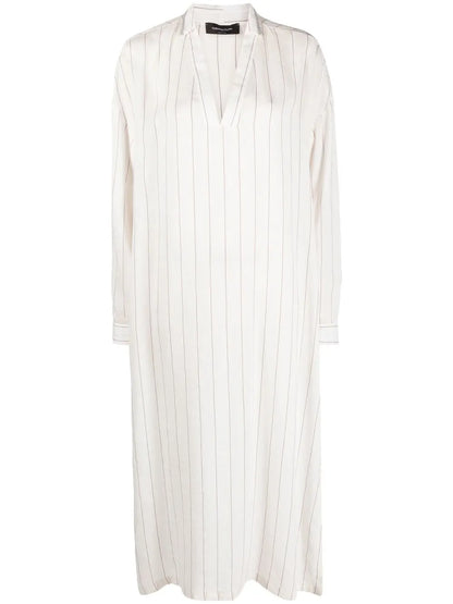 Striped Long-Sleeved Kaftan Dress