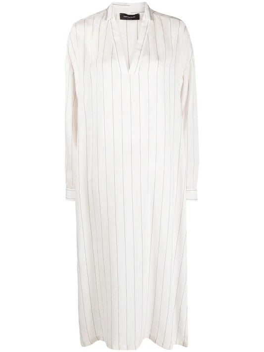 Striped Long-Sleeved Kaftan Dress