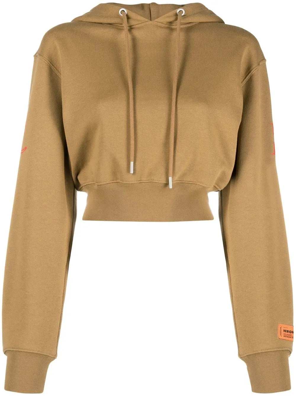 Slogan-Print Cropped Hoodie
