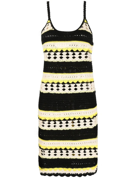 Striped Open-Knit Minidress