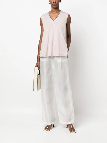 Transparent-Leg Loose-Fit Trousers