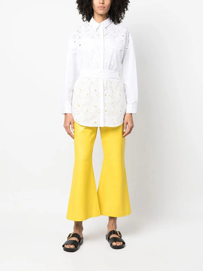 Perforated Belted-Waist Shirt