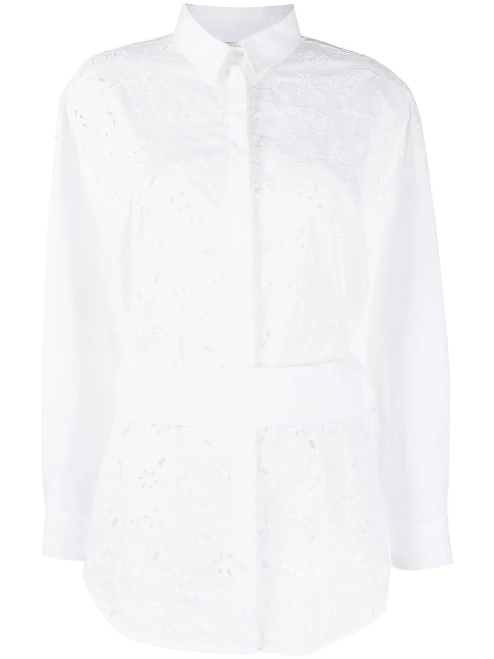 Perforated Belted-Waist Shirt