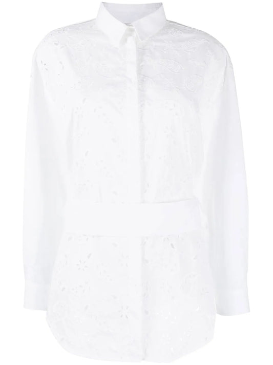 Perforated Belted-Waist Shirt
