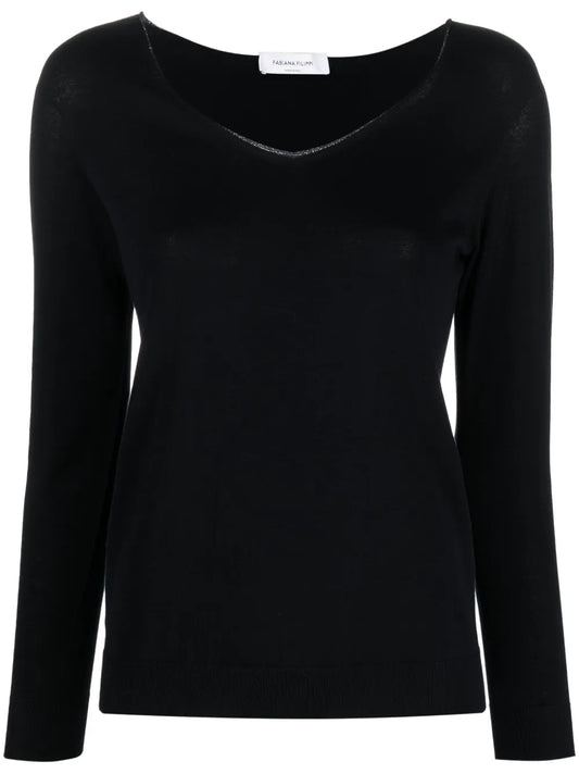 Glitter-Detail V-Neck Jumper