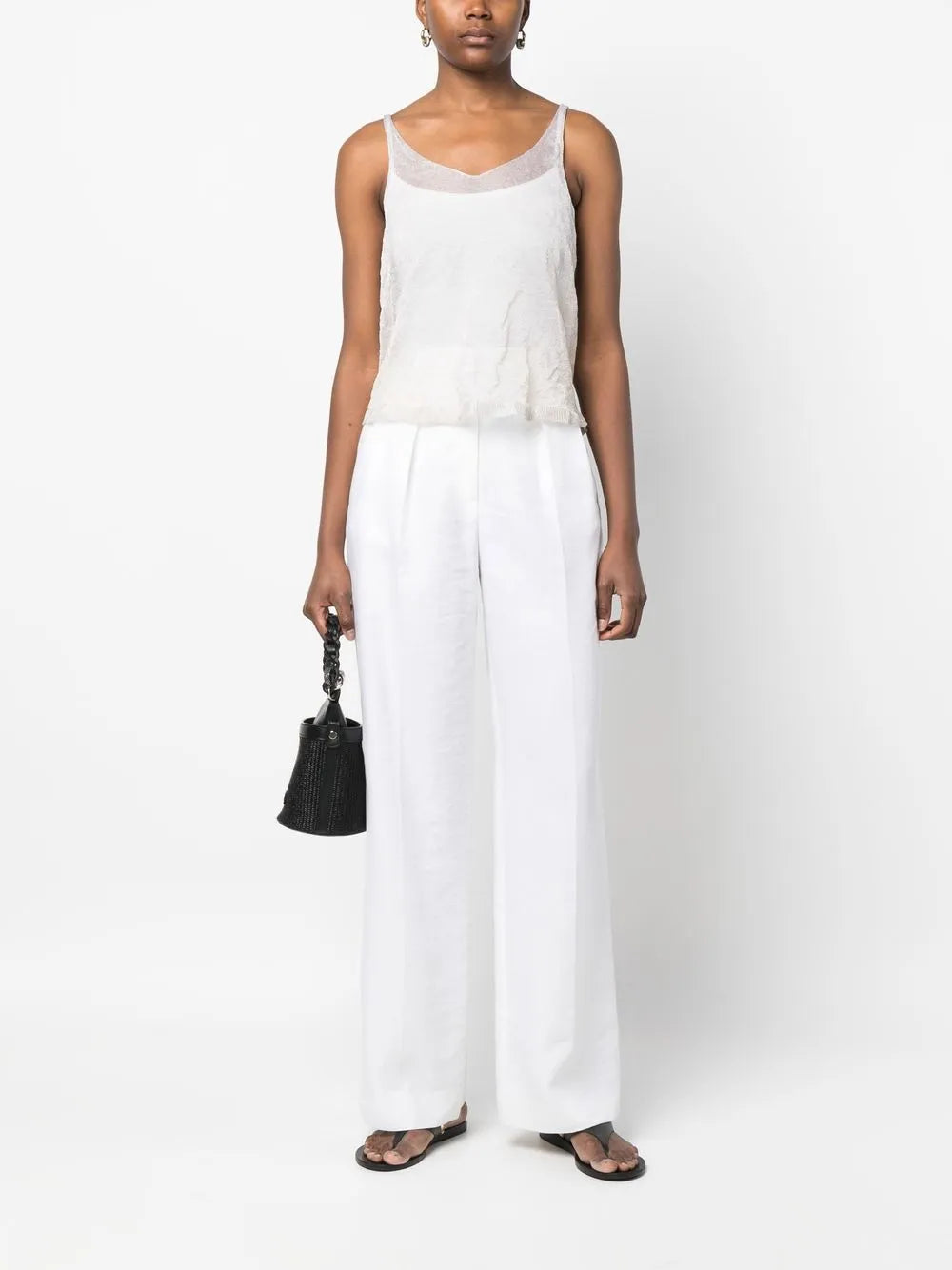 Pleated Straight-Leg Trousers