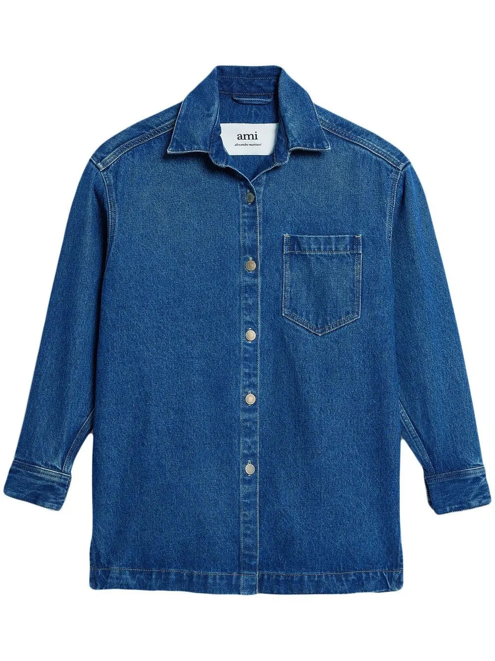Spread-Collar Denim Overshirt