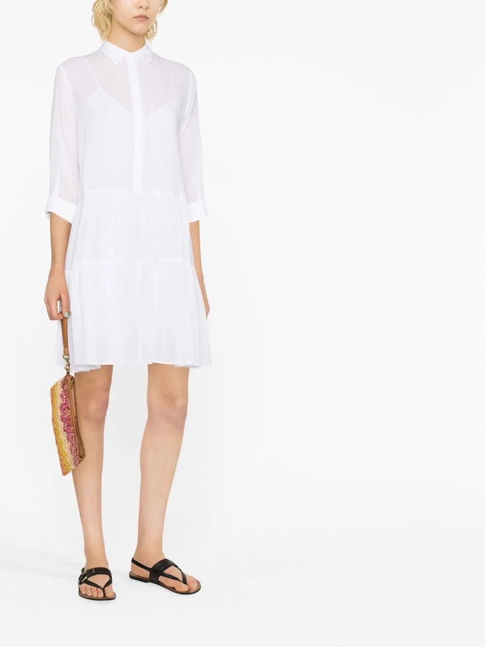 Tiered Cotton Mini Shirtdress