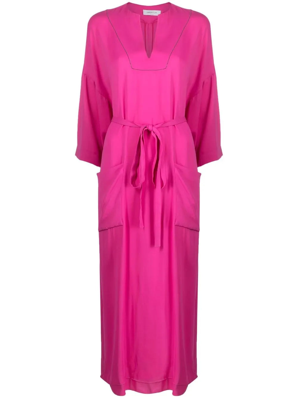 Belted Long-Sleeved Midi Dress