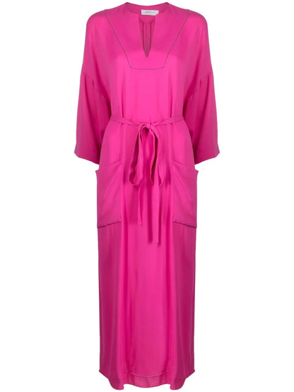 Belted Long-Sleeved Midi Dress