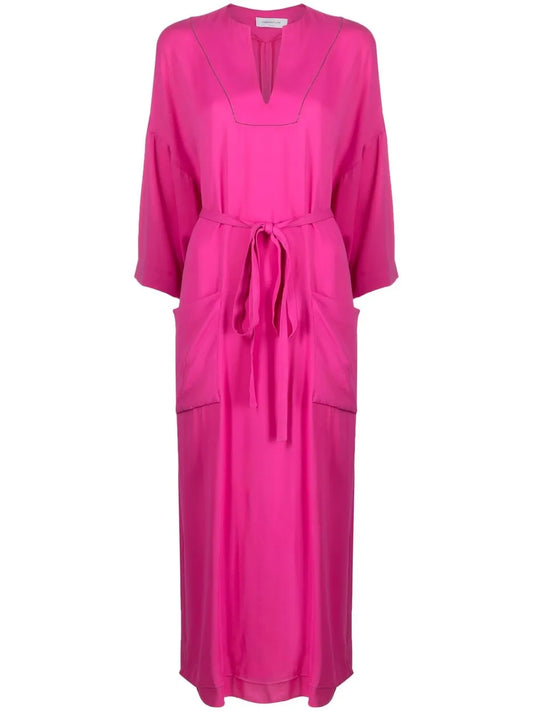 Belted Long-Sleeved Midi Dress