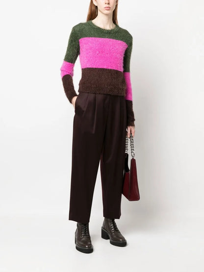 Striped Brushed-Effect Jumper