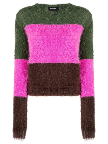 Striped Brushed-Effect Jumper
