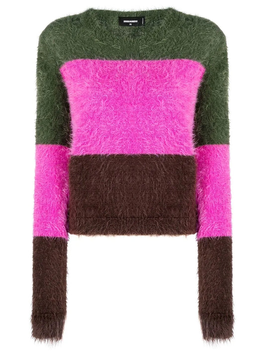Striped Brushed-Effect Jumper