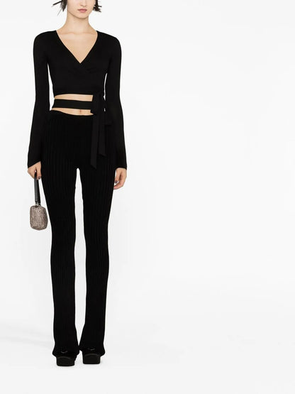 High-Waisted Knitted Trousers