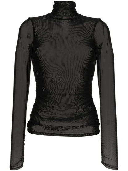 Crystal-Embellished Tulle T-Shirt