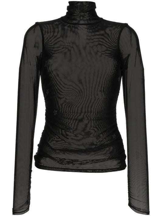 Crystal-Embellished Tulle T-Shirt