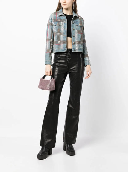 Paint Splatter-Print Denim Jacket