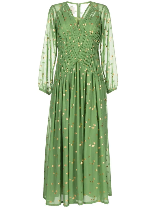 Polka Dot-Print V-Neck Kaftan