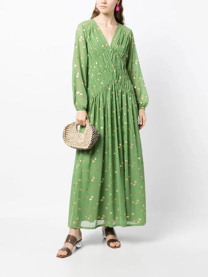 Polka Dot-Print V-Neck Kaftan