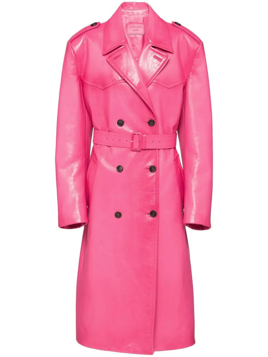 Leather Double-Breasted Trench-Coat