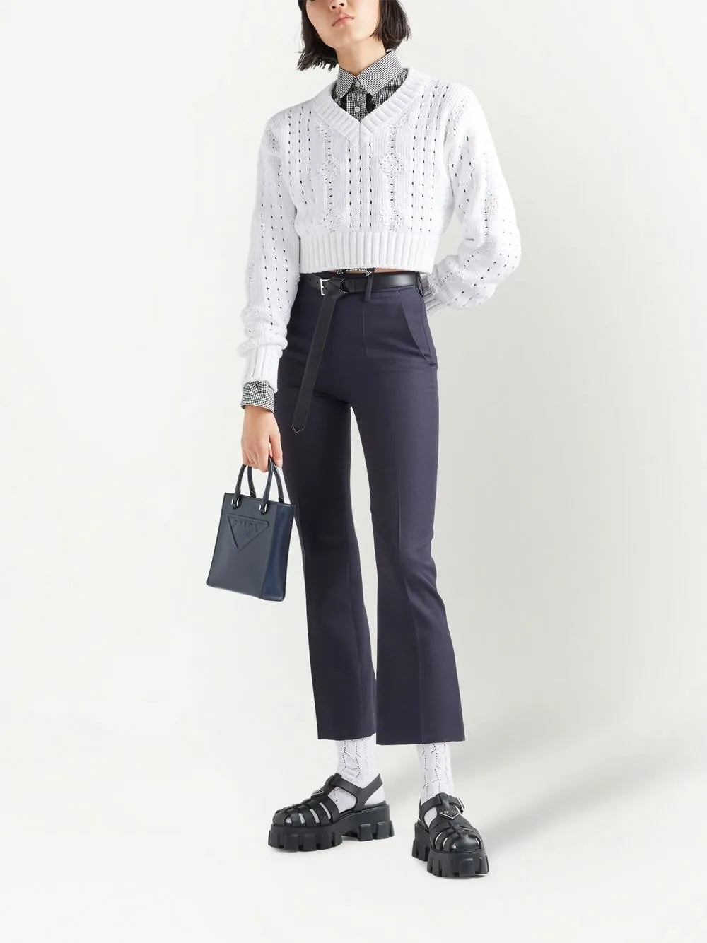 Gabardine Wool Flared Trousers
