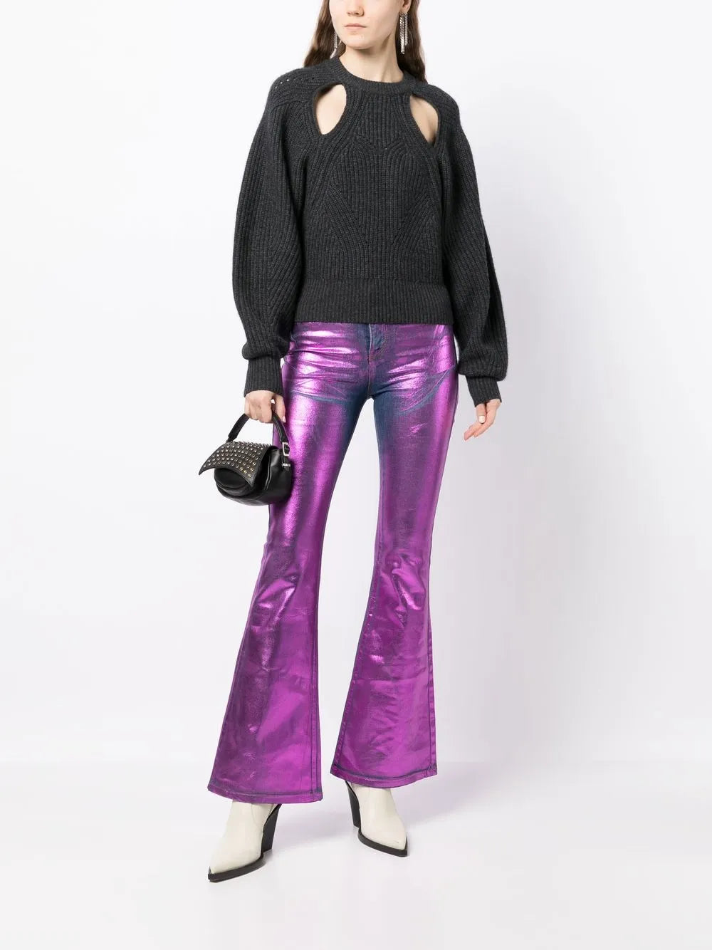 Metallic-Effect Laminated Jeans
