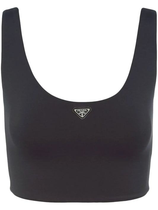 Triangle-Logo Jersey Crop Top