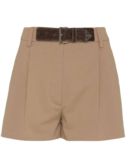 Gabardine Belted Shorts
