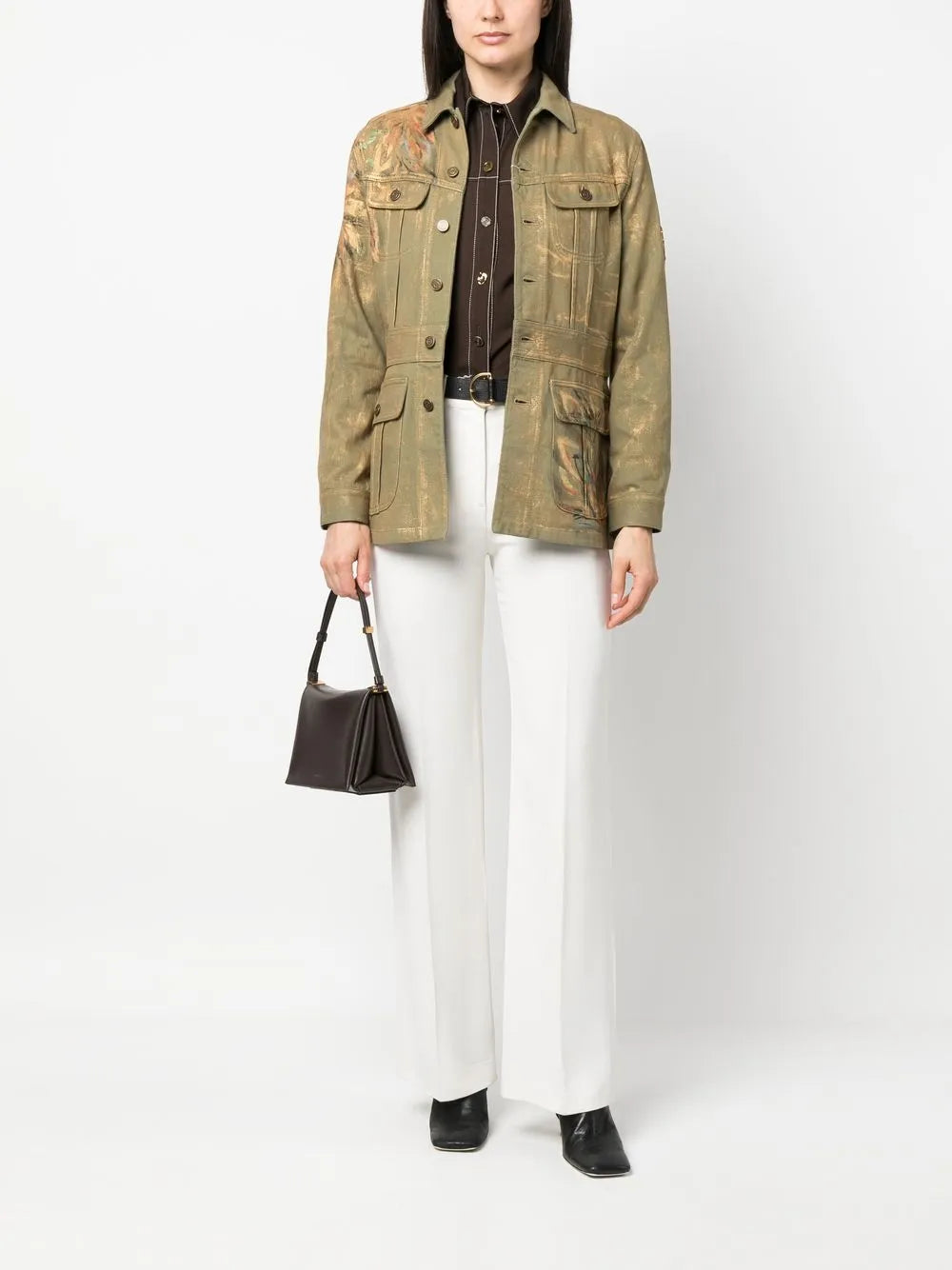 Metallic Paint-Splatter Military Jacket