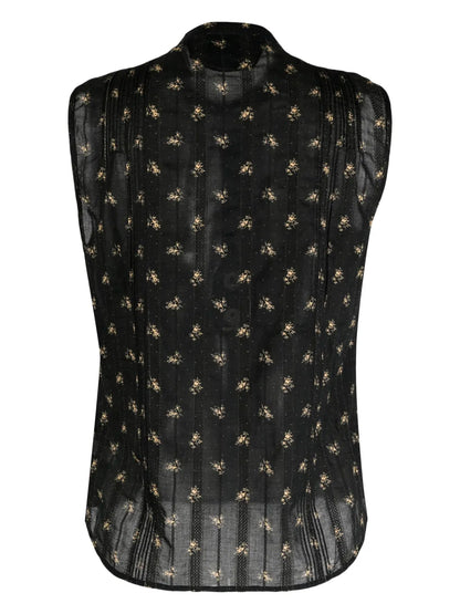 Patterned-Jacquard Sleeveless Blouse