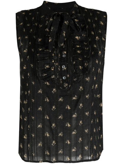 Patterned-Jacquard Sleeveless Blouse