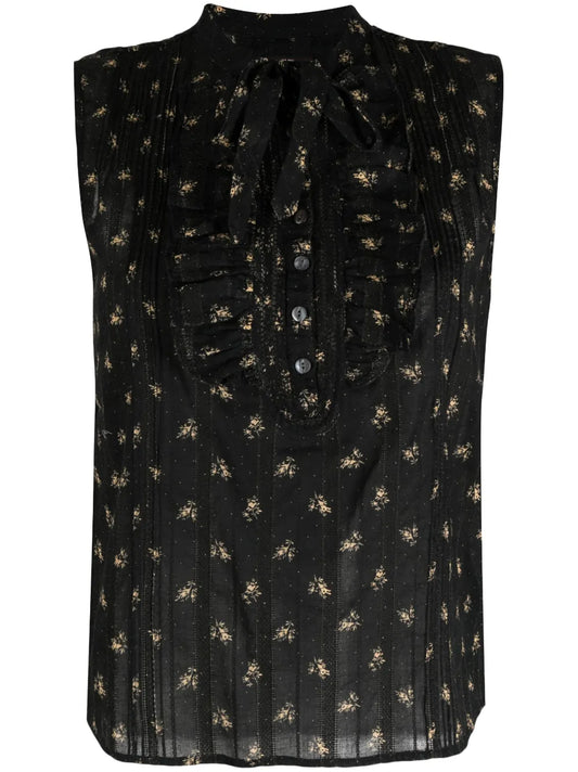 Patterned-Jacquard Sleeveless Blouse