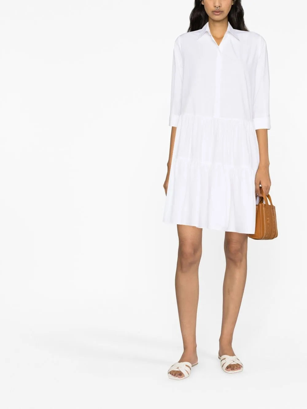 Tiered Cotton Shirt Dress