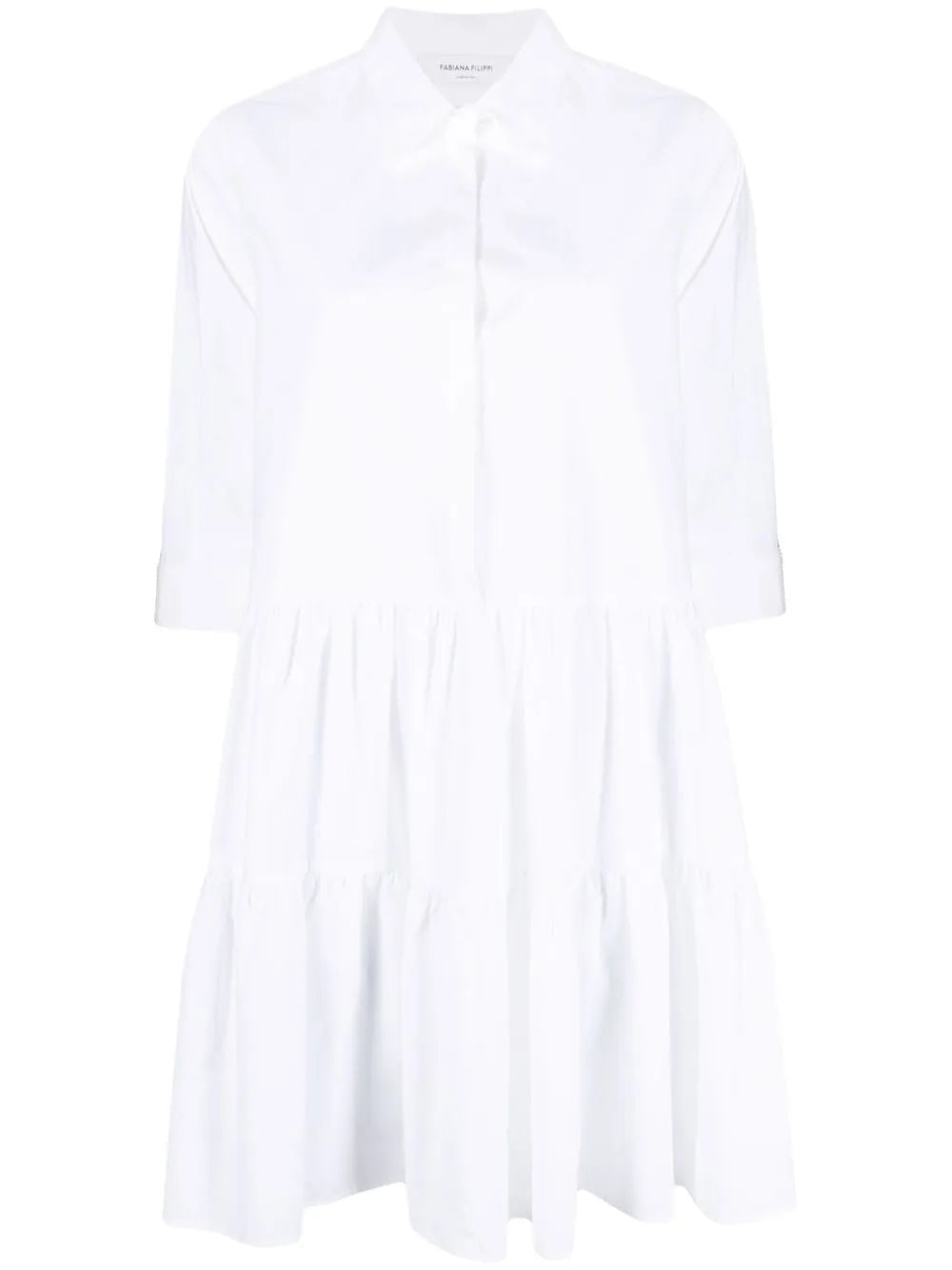 Tiered Cotton Shirt Dress