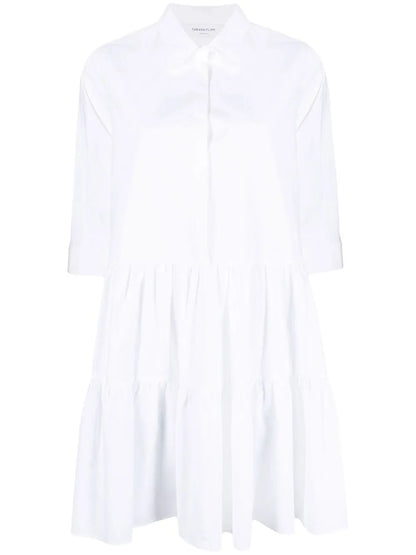 Tiered Cotton Shirt Dress