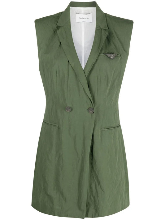 Sleeveless Double-Breasted Blazer