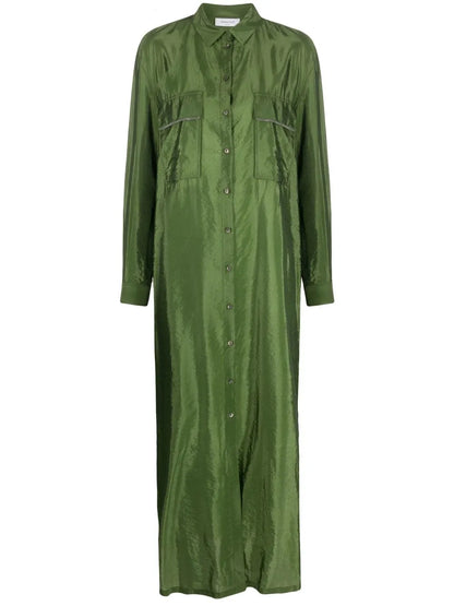 Satin Maxi Shirtdress