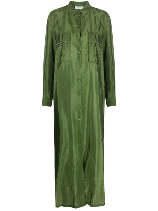 Satin Maxi Shirtdress