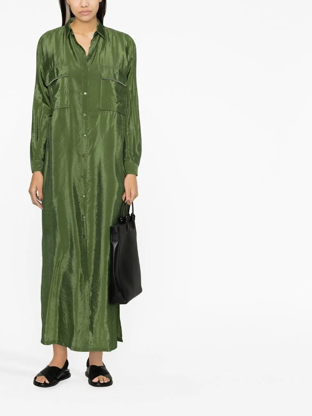 Satin Maxi Shirtdress