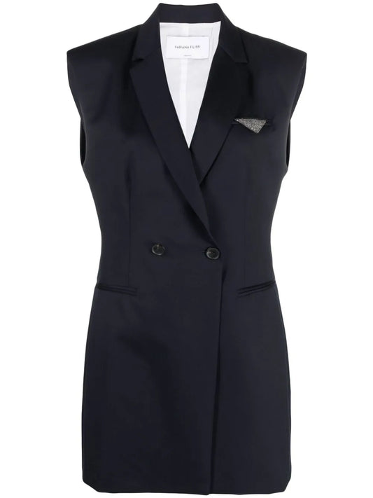 Sleeveless Merino-Wool Blazer