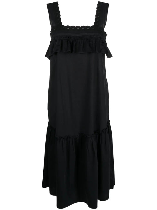 Zoe Ruffle-Trim Midi Dress