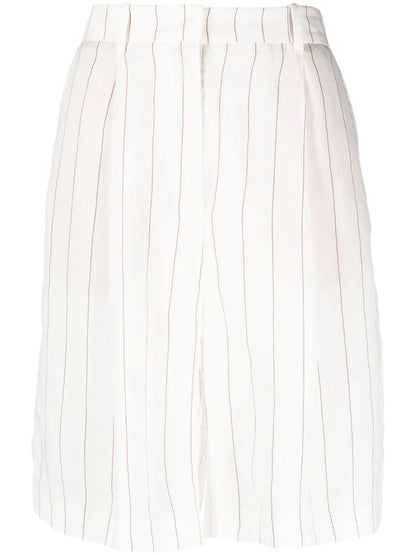 Pinstripe Linen-Blend Shorts